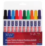 KRAF BEYAZ TAHTA KALEMİ DOLDURULABİLİR 770-10 10 LU SET - Görsel 2